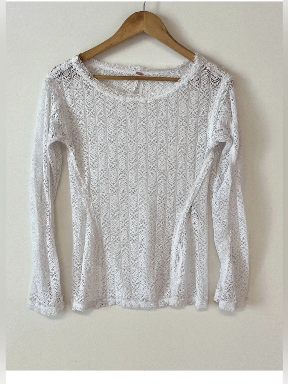 Free People On The Road Twisted Lace Top Size Small Women's Ivory